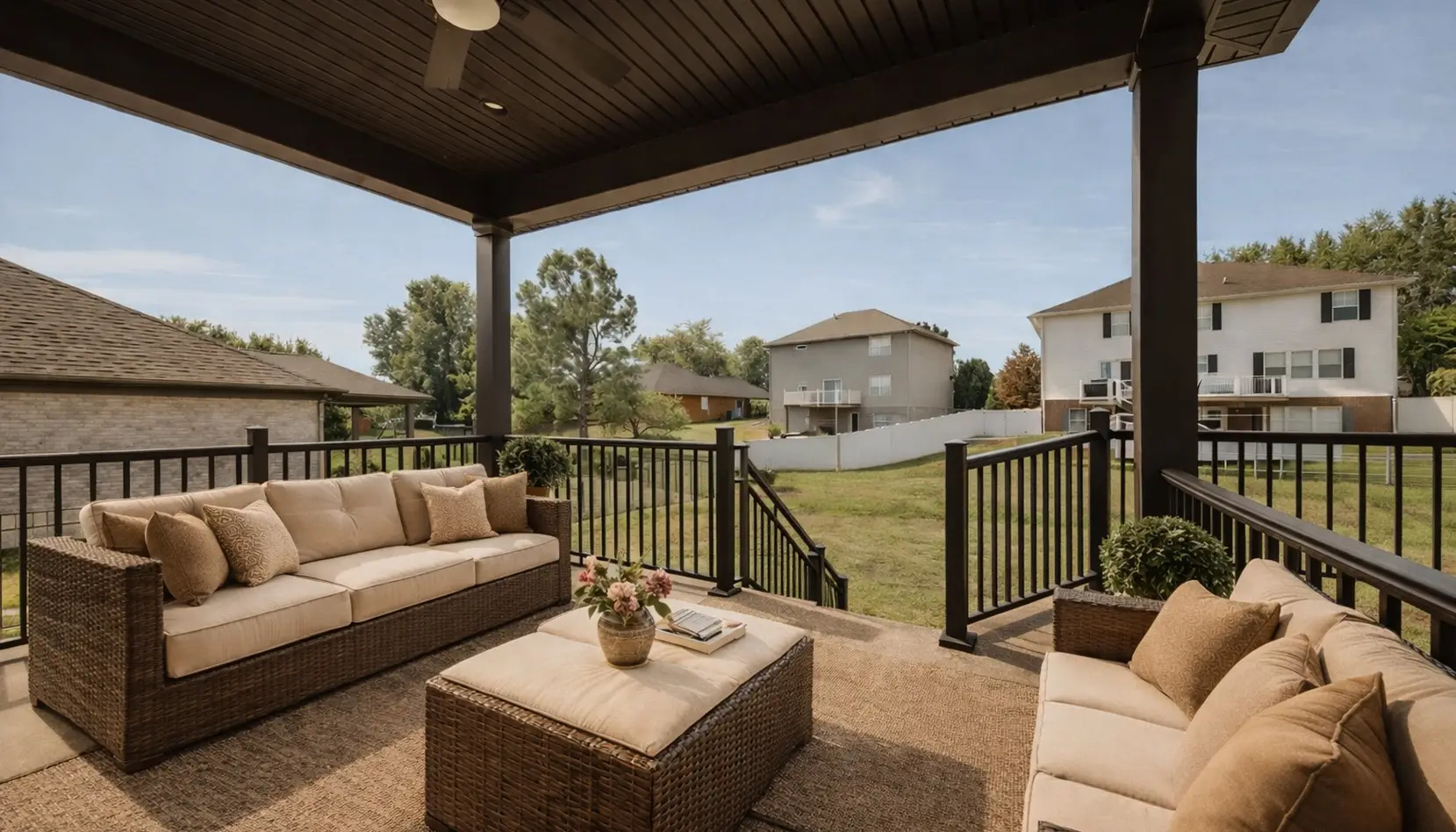 Cooper Covered Patio With Cozy Wicker Seating