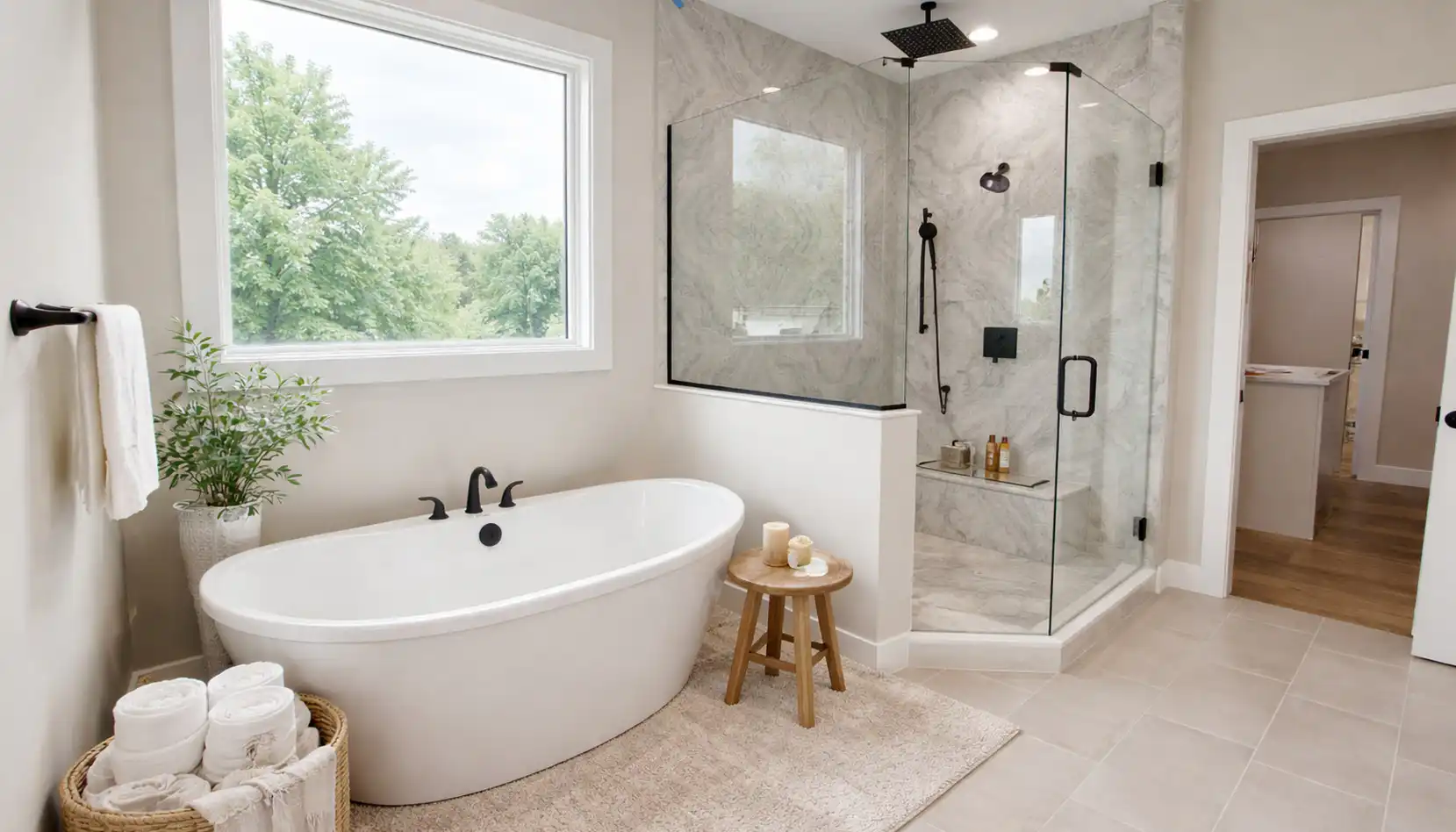 Ava Front-Garage Modern Spa Bathroom Design
