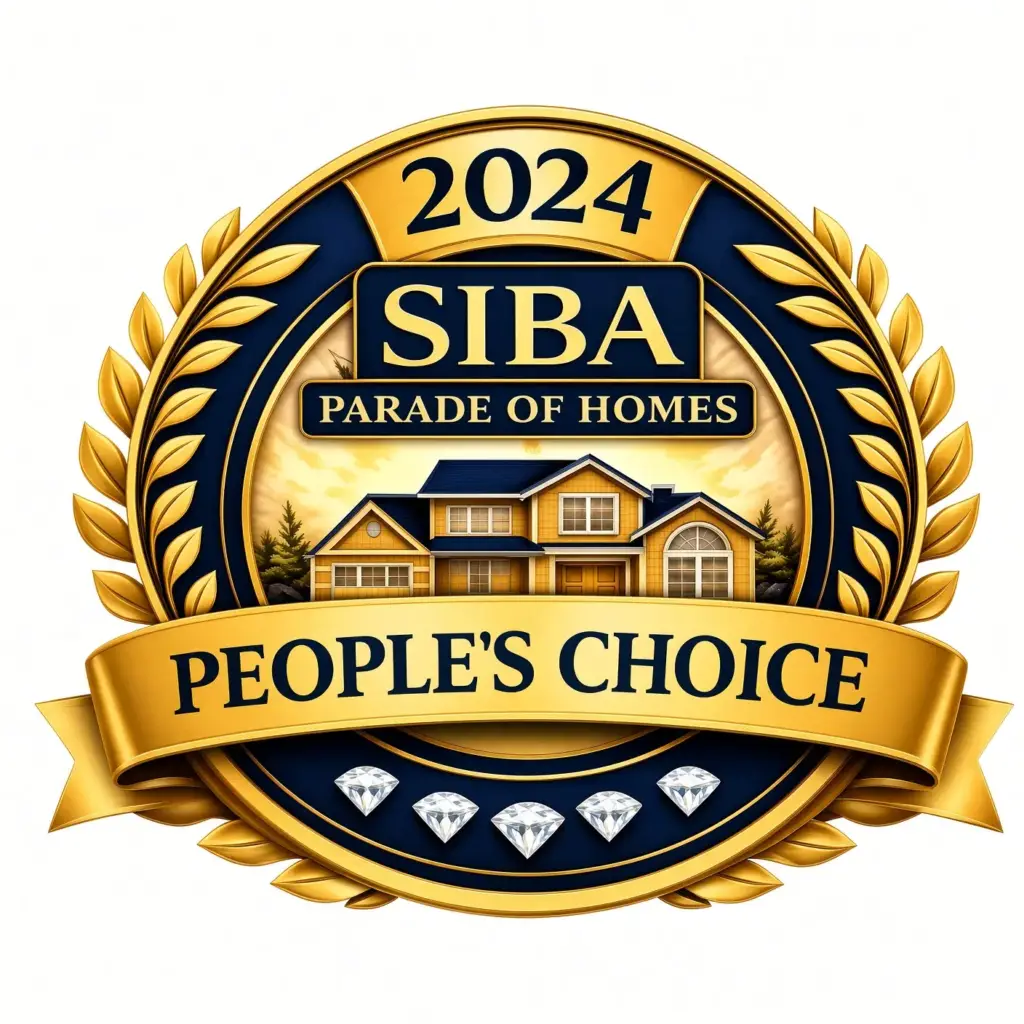 Gold 2024 SIBA Parade of Homes badge honors top peoples choice home builders Evansville Indiana achievements.
