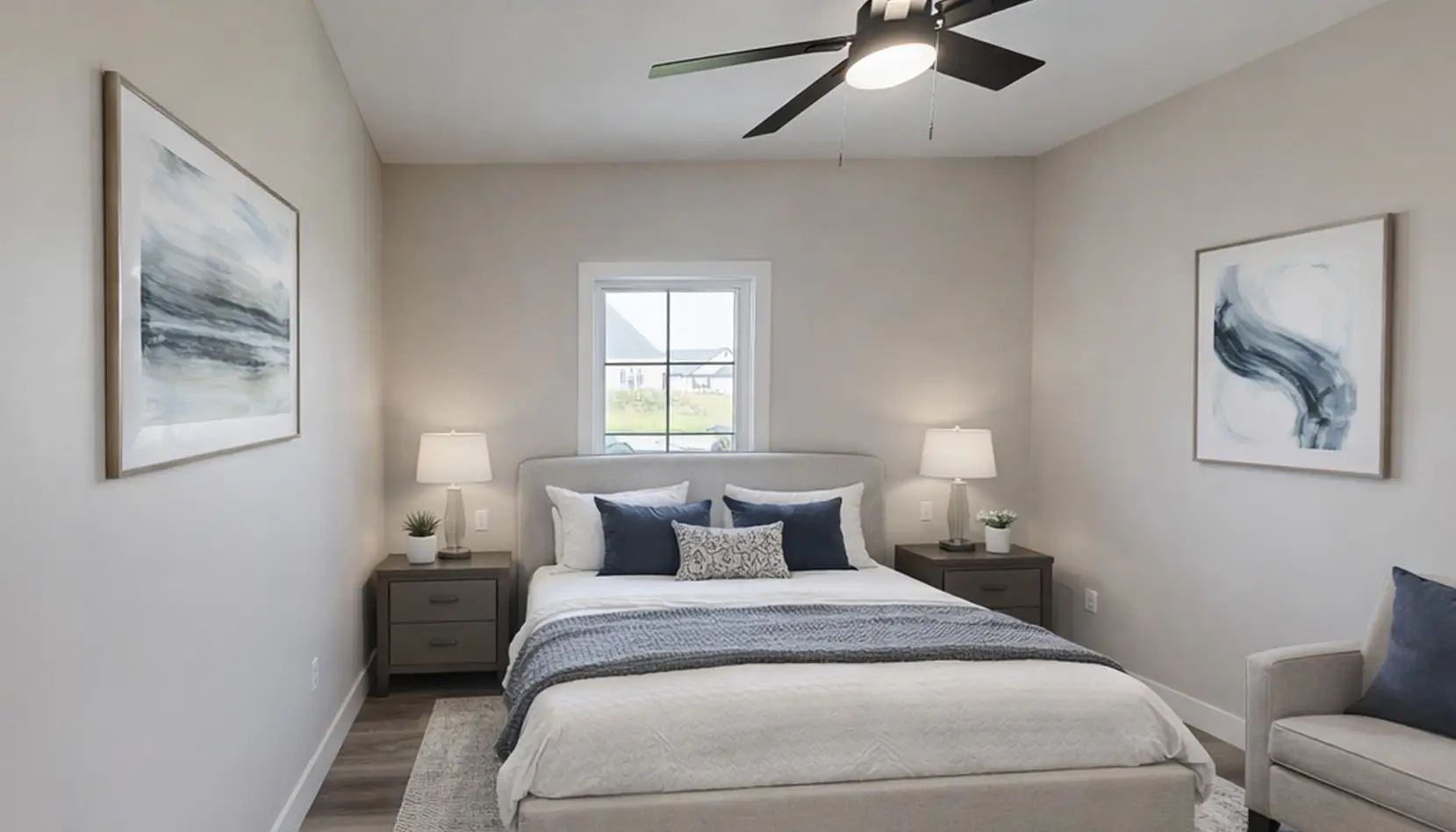 Aurora Modern Bedroom With Blue and White Accents