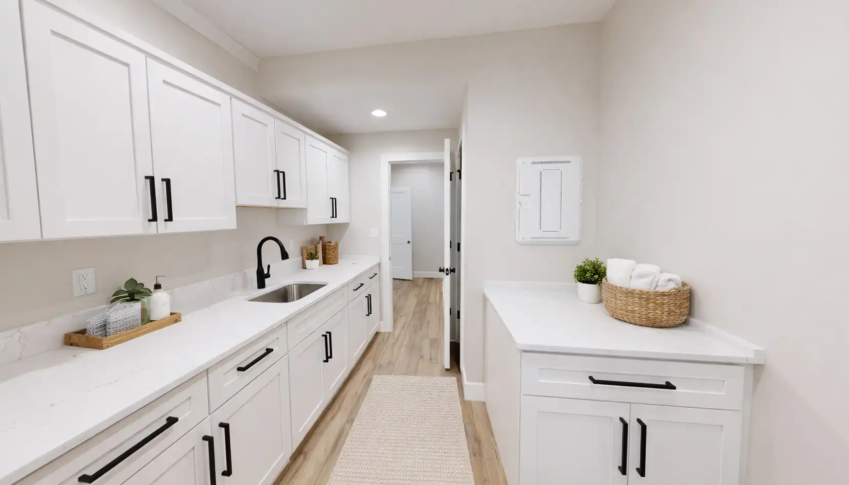 Ava Modern White Galley Laundry Room Makeover
