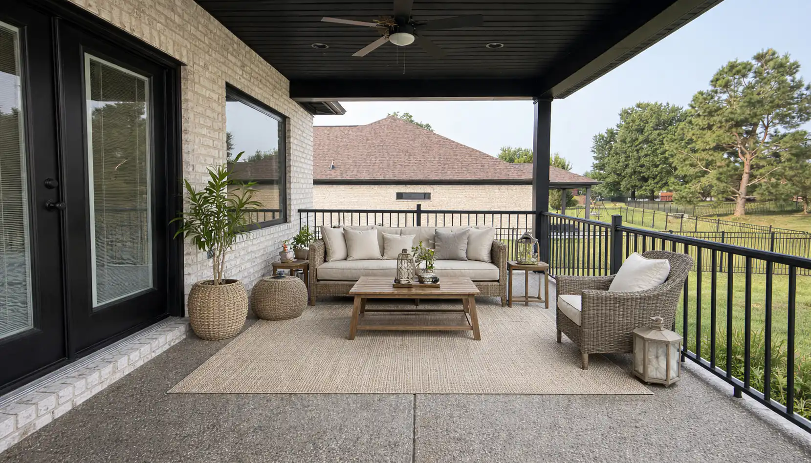 Cooper Covered Porch With Cozy Wicker Seating