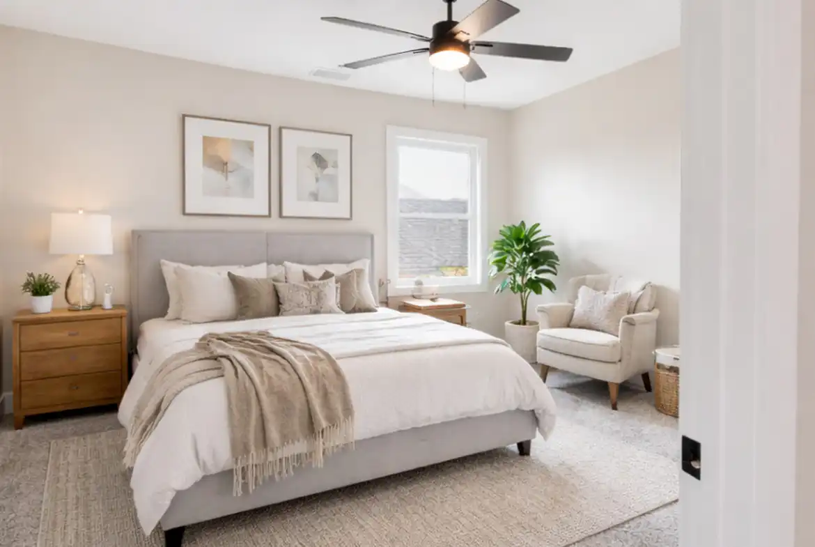 Move-in-ready bedroom in the Asher floor plan at 5622 Lenox Drive.