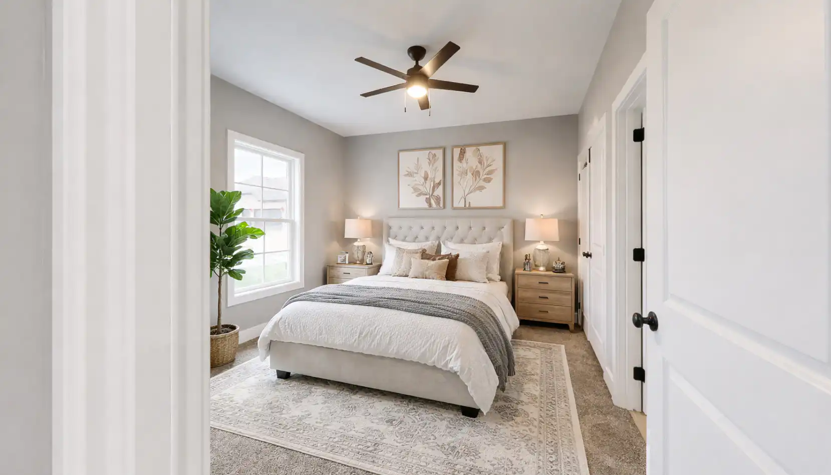 Bright neutral bedroom in the move-in-ready Asher floor plan at 5622 Lenox Drive.